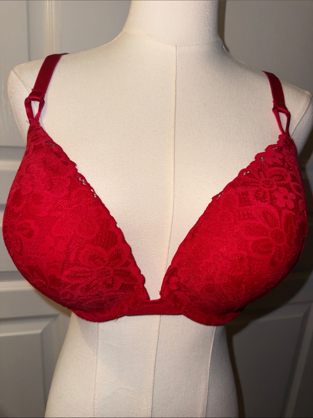 Victoria’s Secret Red Lace Push Up Bra 38DD